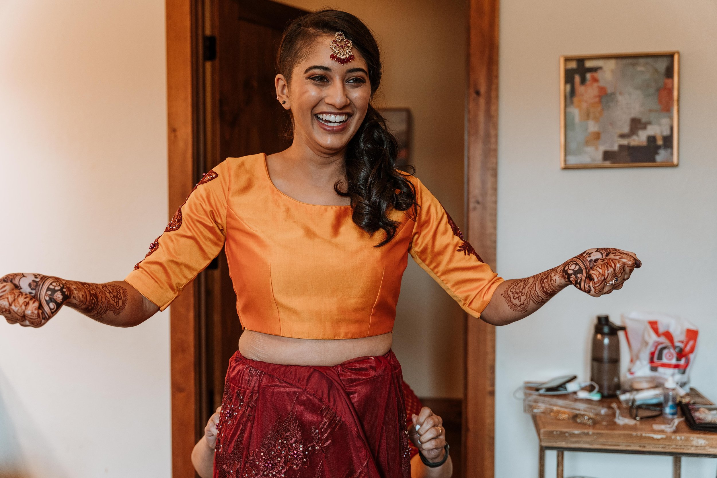 Bride celebrates with her friends before her wedding day