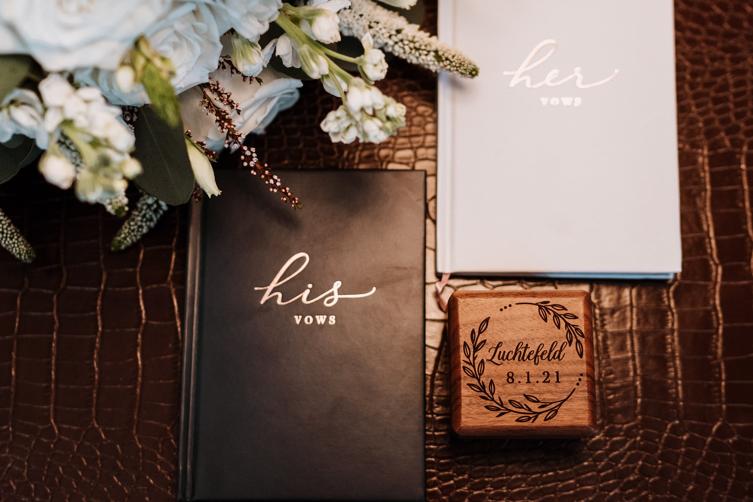 wedding vow books and ring box for chicago wedding