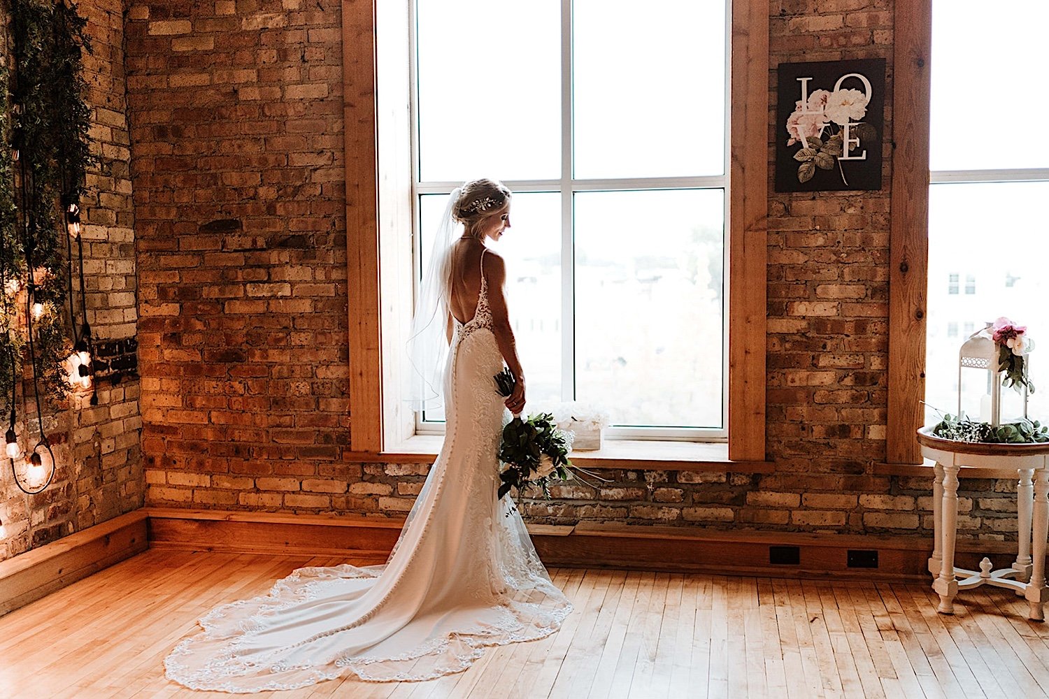 bridal portraits before her wedding at Highland Lofts