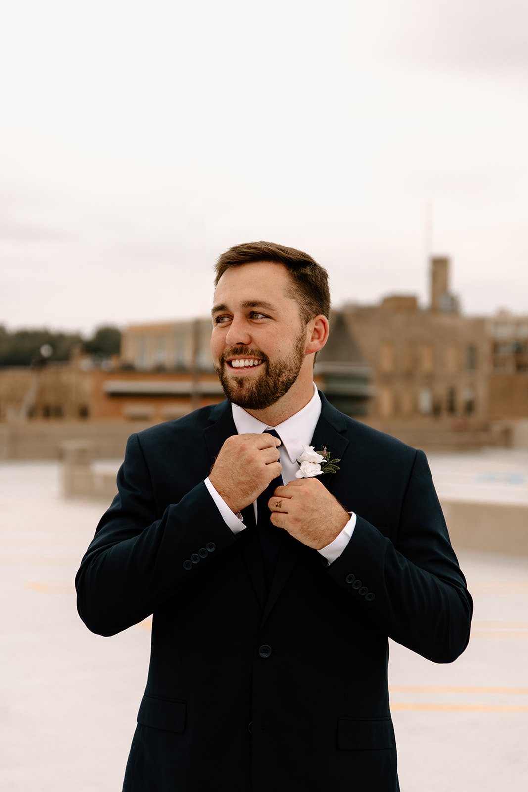 Grooms portraits before his wedding in Elgin