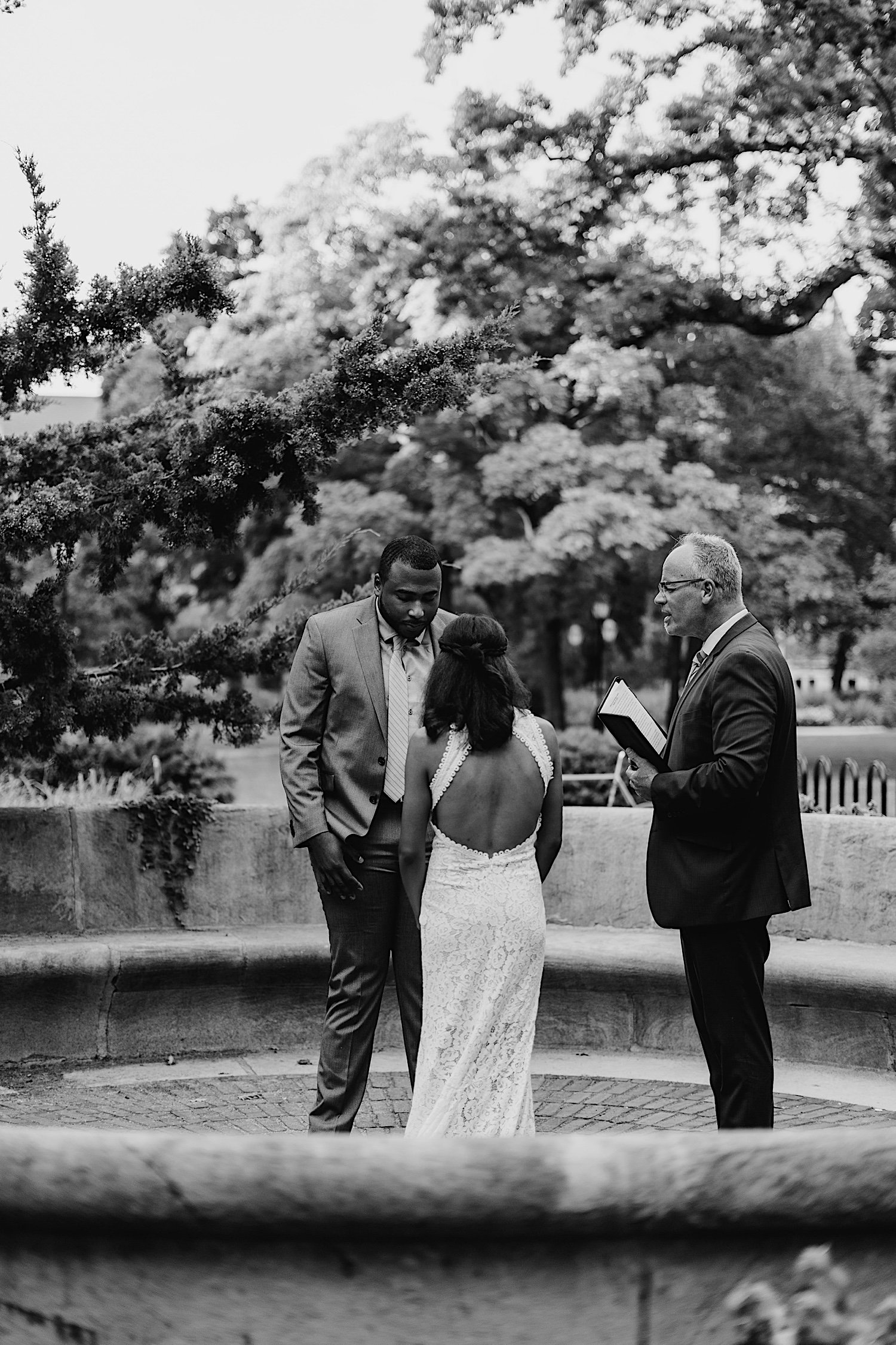 Bride and groom at University of Chicago elopement ceremony