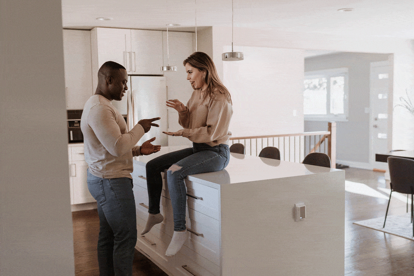 gif of couple playing rock paper scissors during indoor photography session