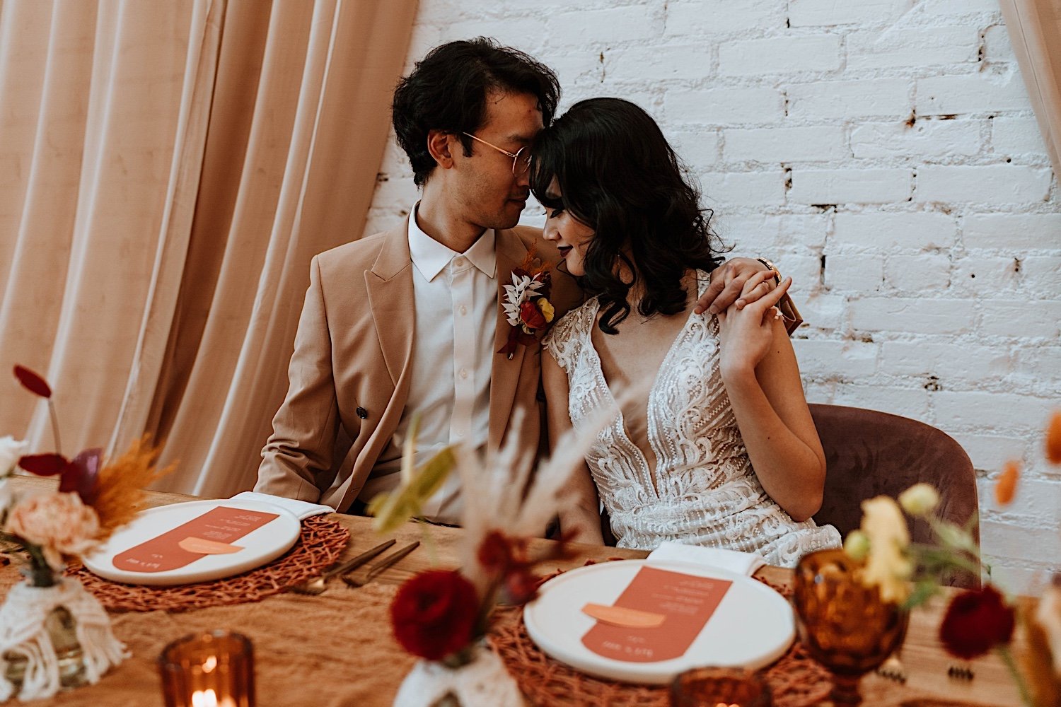 Couple seated at table for Cincinnati elopement