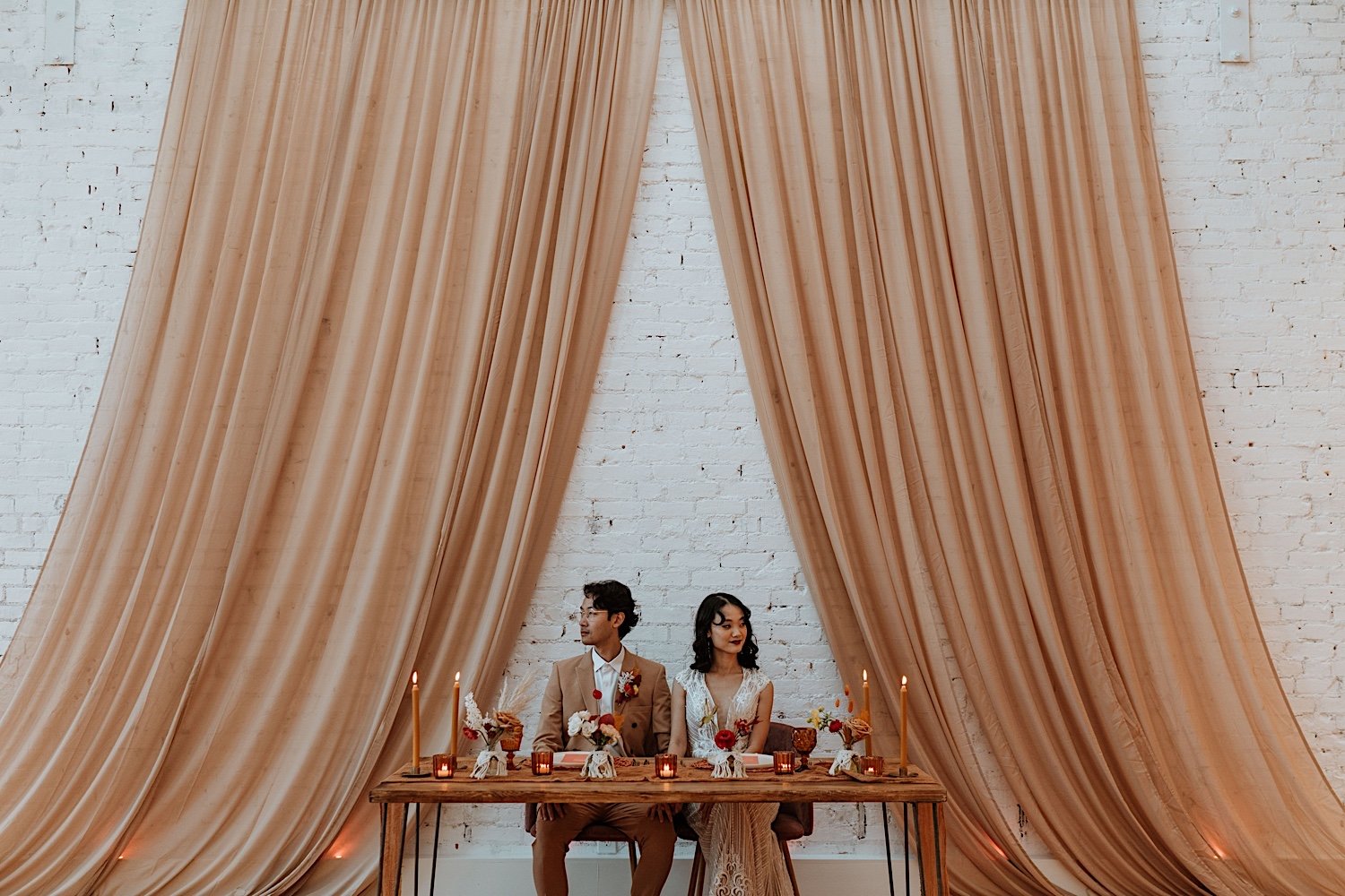 Couple seated at table for Cincinnati elopement