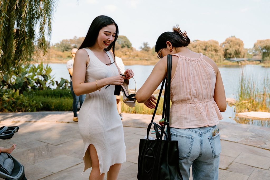New fiancé holds her family after her partner proposed to her.