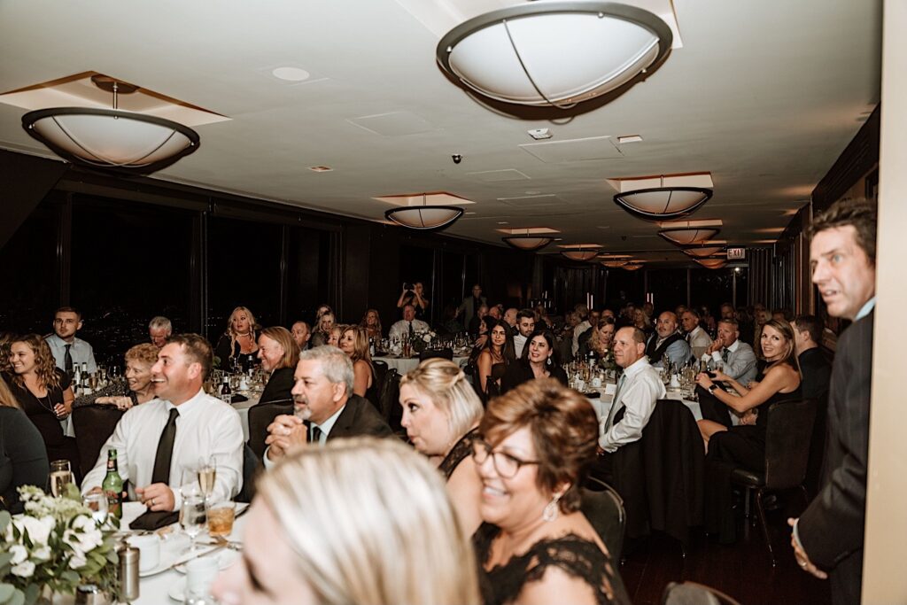 A wedding reception at the 95th floor Signature Room