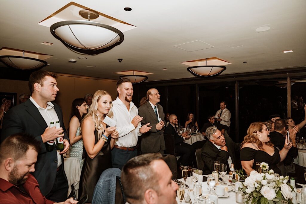 A wedding reception at the 95th floor Signature Room