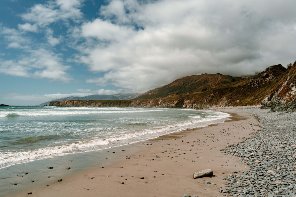 Beach overlooking cliffs at Big Sur National Park