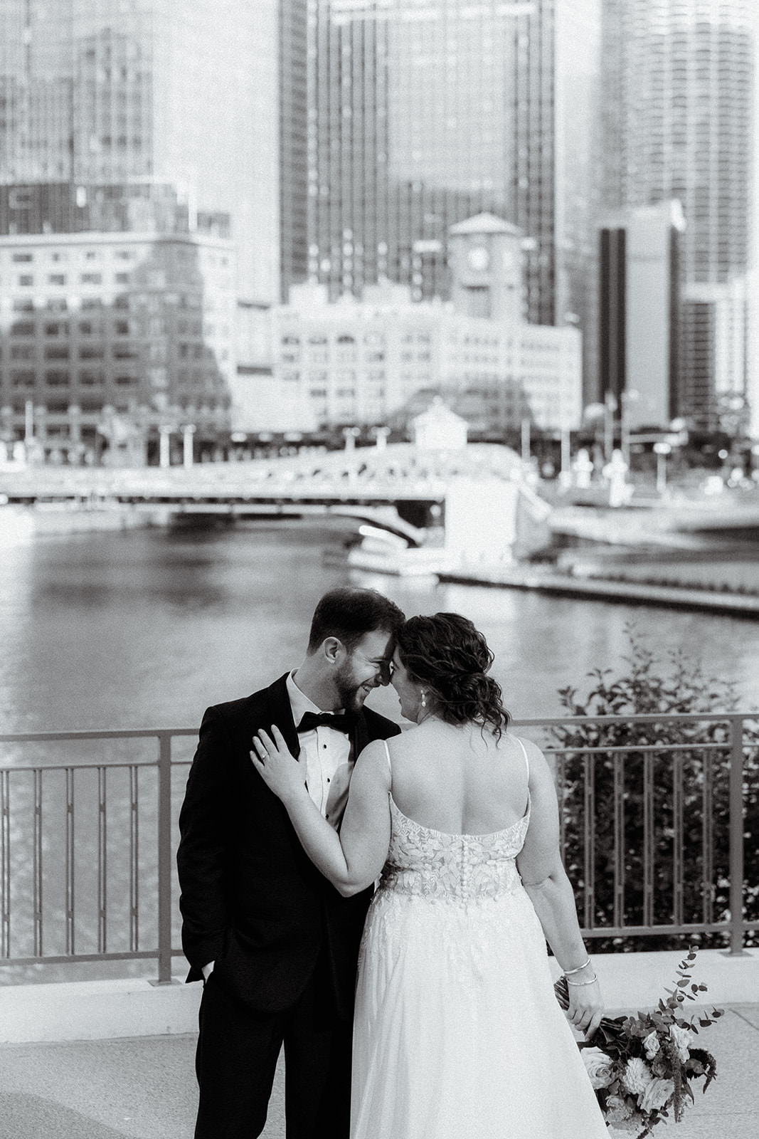 Chicago Riverwalk wedding portraits