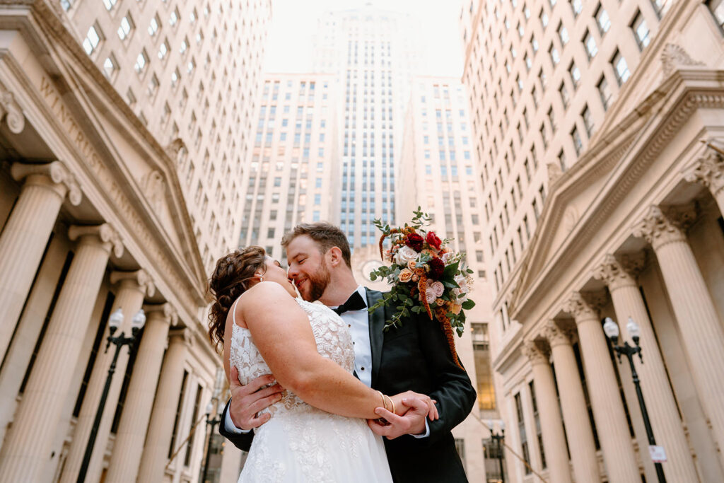 Chicago wedding portraits at the Chicago Board of Trade
