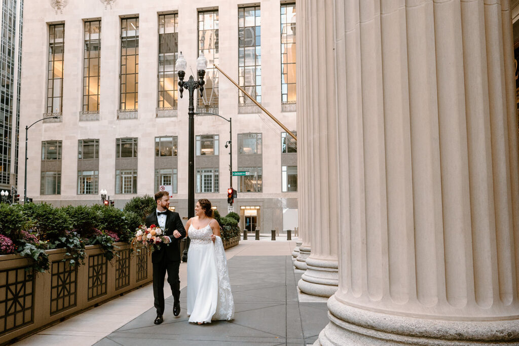 Chicago wedding portraits with architecture