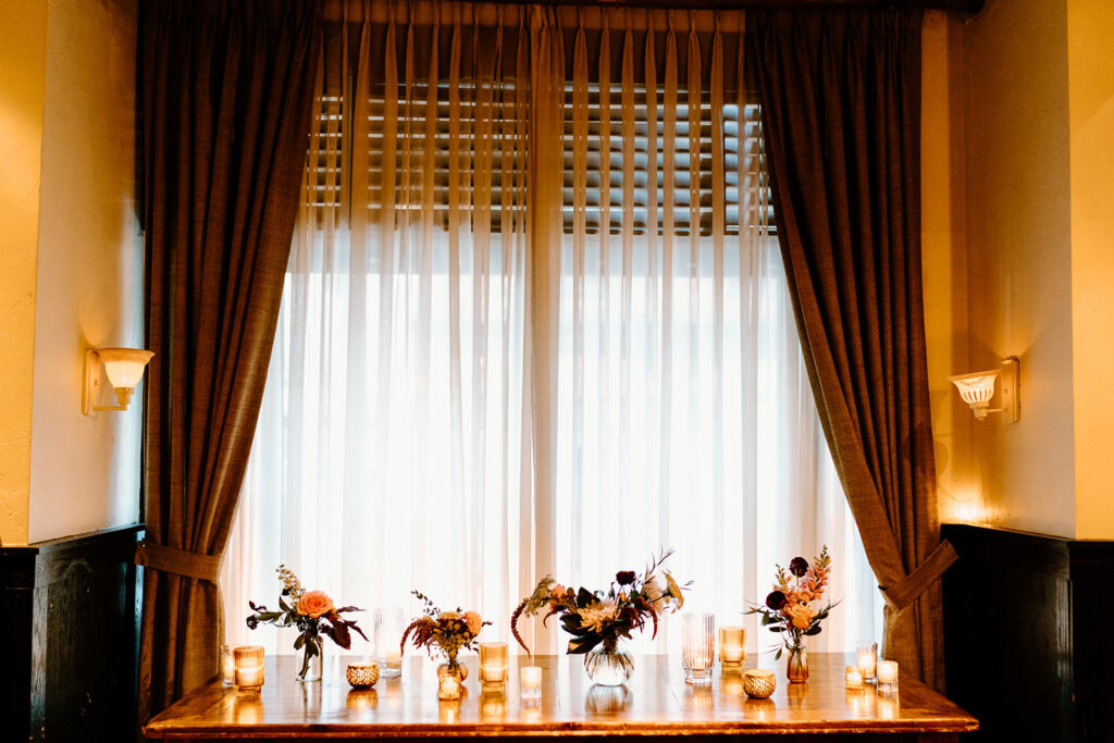 Reception details at Osteria Via Stato Chicago wedding venue