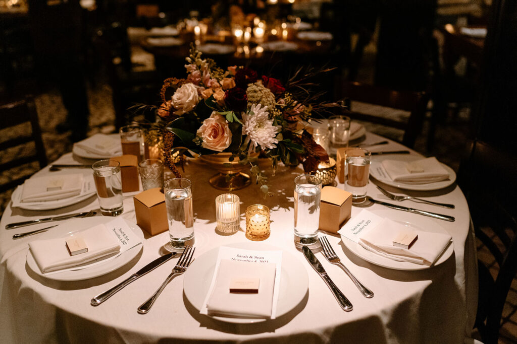 Reception details at Osteria Via Stato Chicago wedding venue