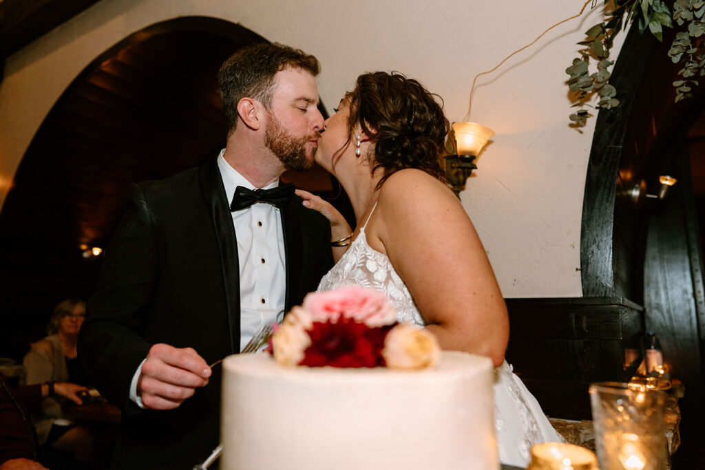 Wedding cake cutting at Osteria Via Stato